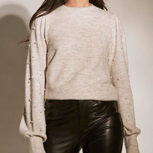 Crewneck Grey Pearl Accent Sweater - RW&Co - Size Small